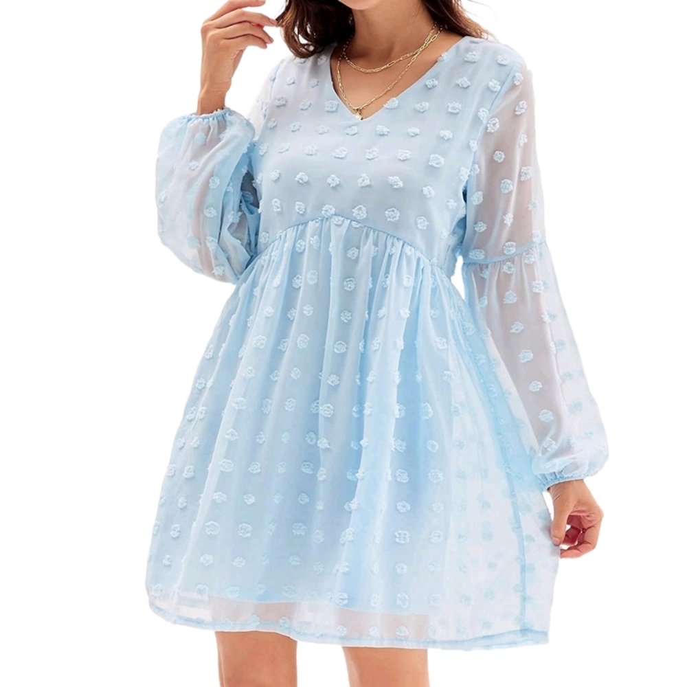 Swiss Dot Chiffon Baby Doll Dress